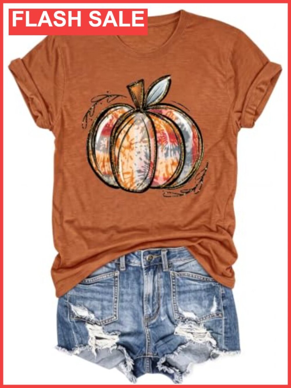 Women's Fall Pumpkin Graphic Tee Crew Neck Short Sleeve Casual Loose T-Shirt
